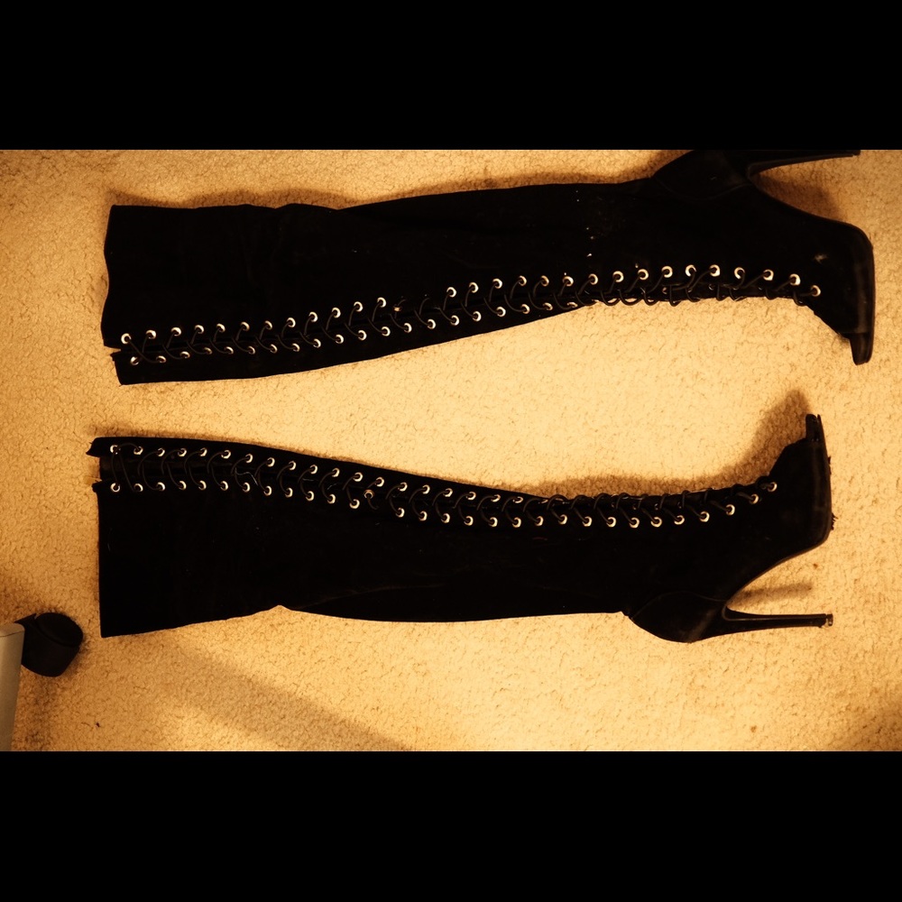 Knee high lace up boots